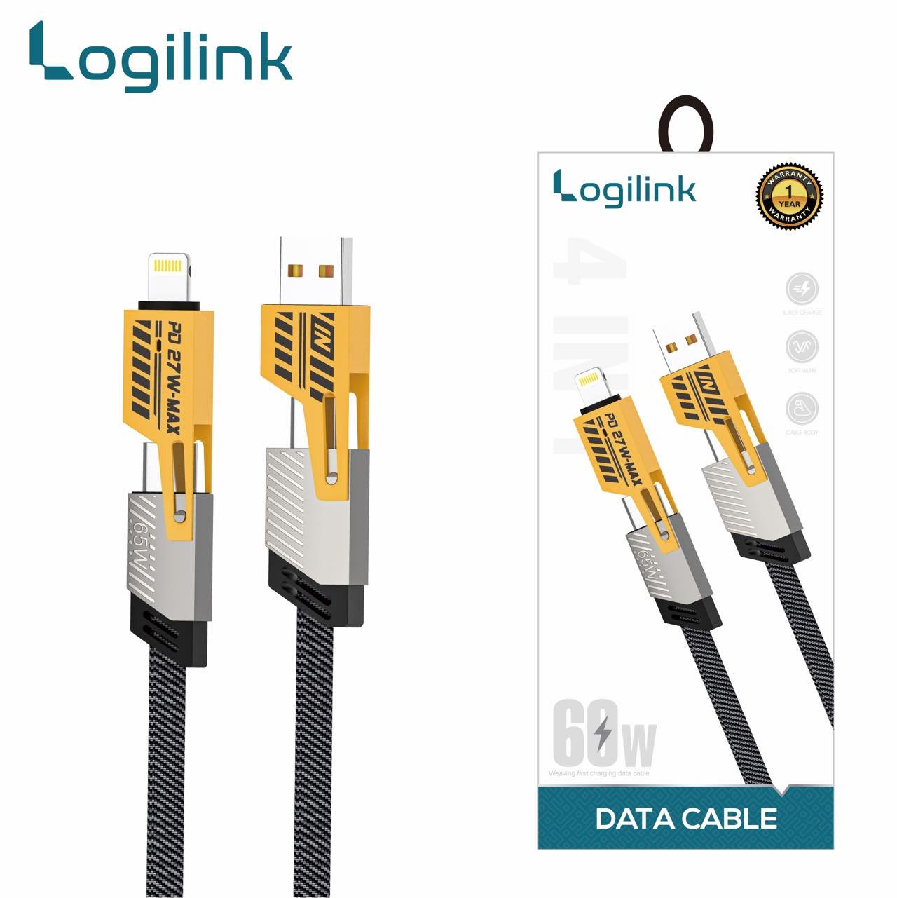 JOYROOM SA37-2T2 Multi-Function Series 60W 4-in-1 Fast Charging Data Cable (USB-A+Type-C to Lightning+Type-C) 1.2m-Black - Image 4