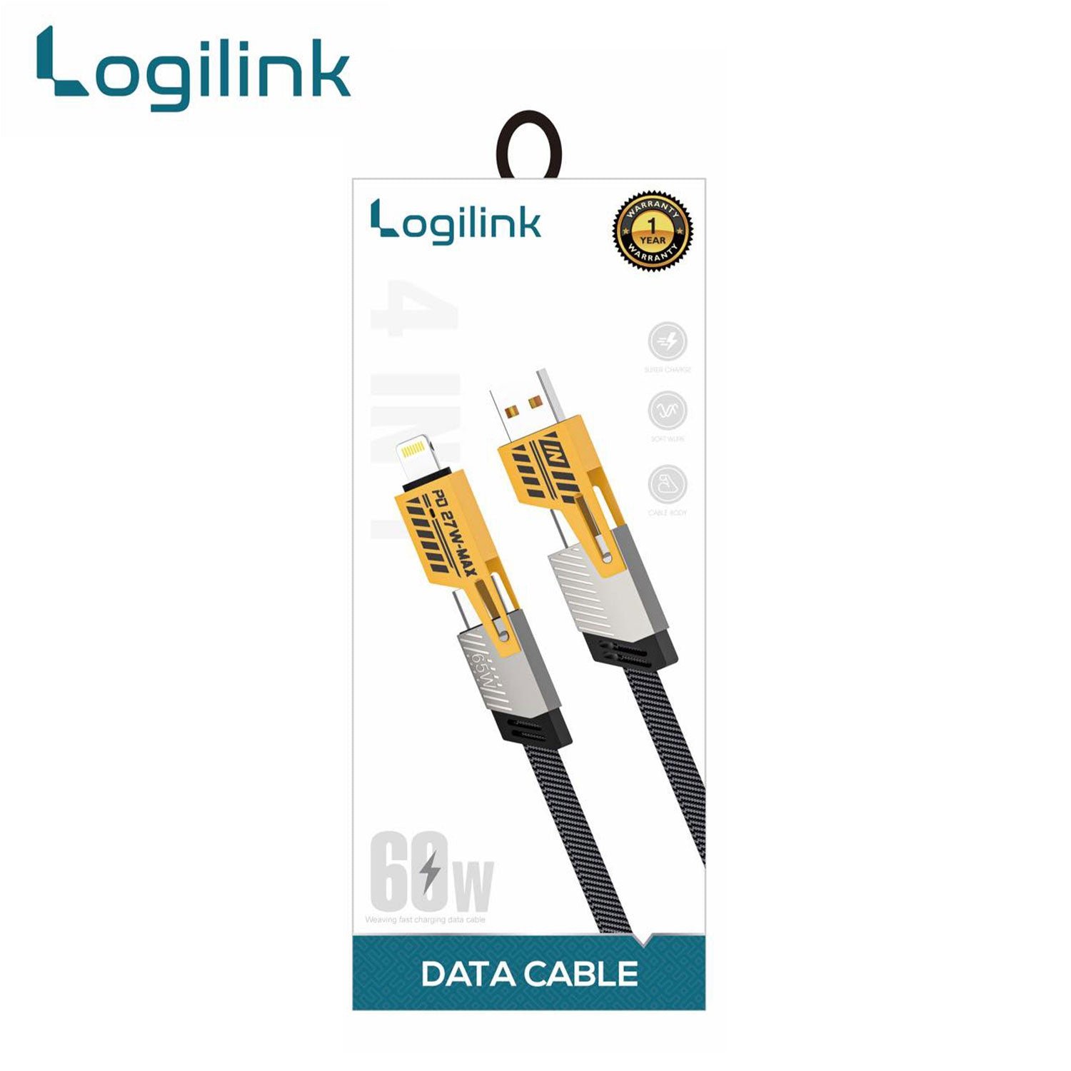 JOYROOM SA37-2T2 Multi-Function Series 60W 4-in-1 Fast Charging Data Cable (USB-A+Type-C to Lightning+Type-C) 1.2m-Black - Image 2