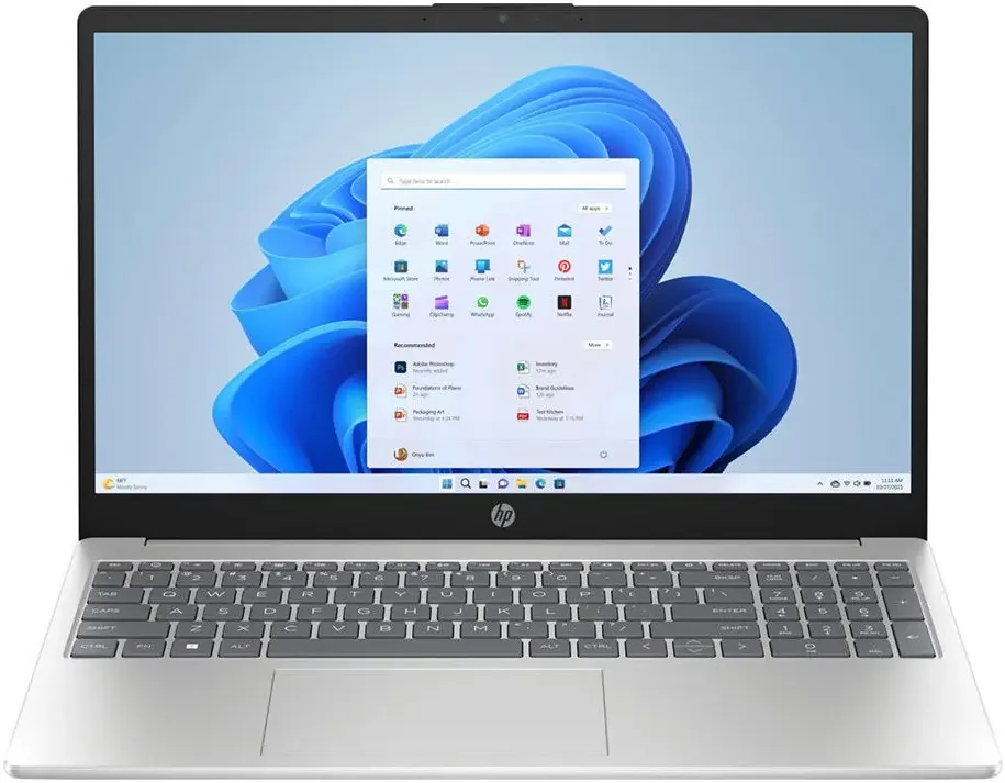 HP 15 FC0025WM Laptop AMD Ryzen 5 7520U, 8GB DDR5, 1TB SSD, AMD Radeon Graphics, 15.6" HD Touchscreen, Windows 11 Home, Silver